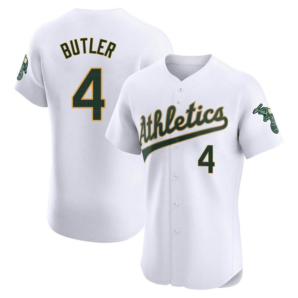 Athletics #4 Lawrence Butler player White Elite Home Stitched Jersey