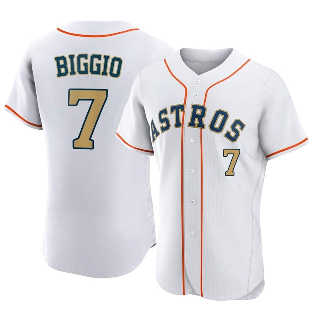 H.Astros #7 Craig Biggio Player Gold Collection Limited Elite Home Gdoa Stitched Jerseys