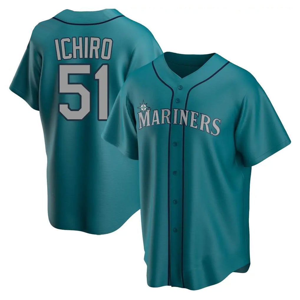 S.Mariners #51 Ichiro Suzuki Player Teal Home Game Stitched Jerseys