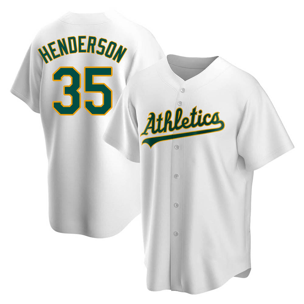 Athletics #35 Rickey Henderson Player White Replica Home Stitched Jersey