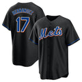 NY.Mets #17 Keith Hernandez Player Black Replica Home Game Stitched Jerseys