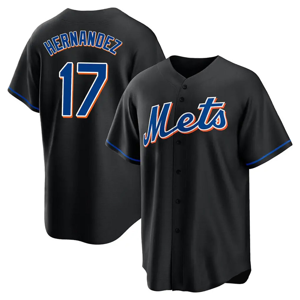 NY.Mets #17 Keith Hernandez Player Black Replica Home Game Stitched Jerseys