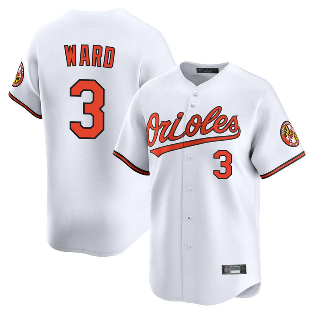 B.Orioles #3 Taylor Ward Player White Limited Home Game Gdoa Stitched Jerseys
