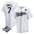 LA.Dodgers #7 Blake Snell Player Gold White World Series Home Game Gdoa Stitched Jerseys
