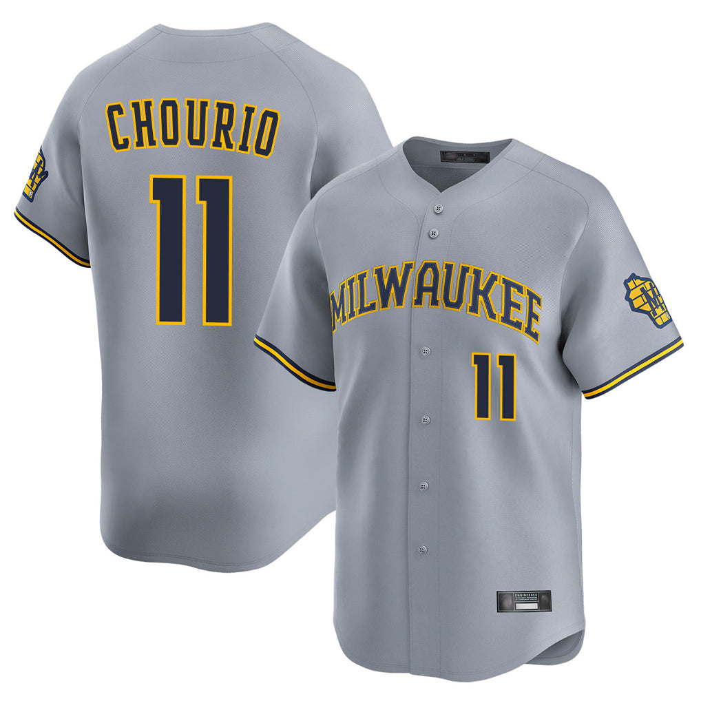 M.Brewers #11 Jackson Chourio Player Gray Home Limited Gdoa Stitched Jerseys