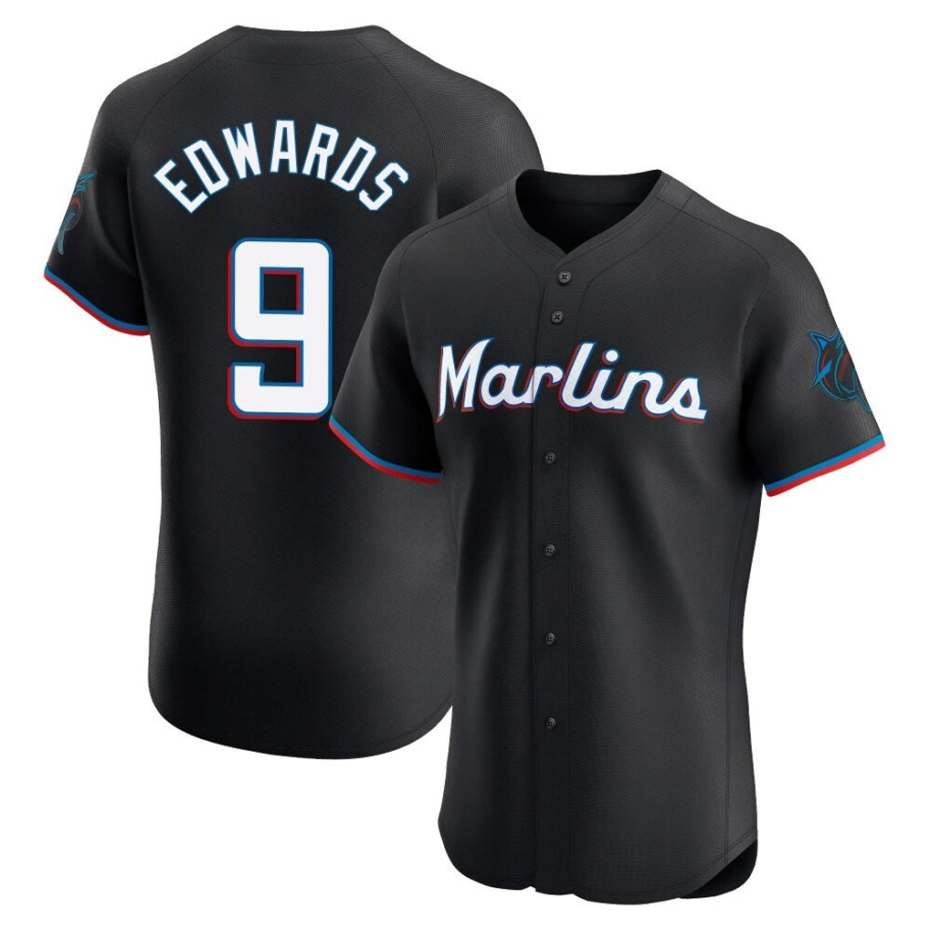 M.Marlins #9 Xavier Edwards Player Black Vapor Home Limited Elite Gdoa Stitched Jerseys
