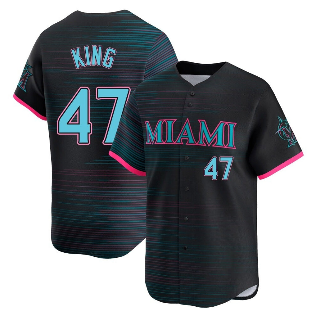 M.Marlins #47 John King Player Black City Connect Home Limited Gdoa Stitched Jerseys