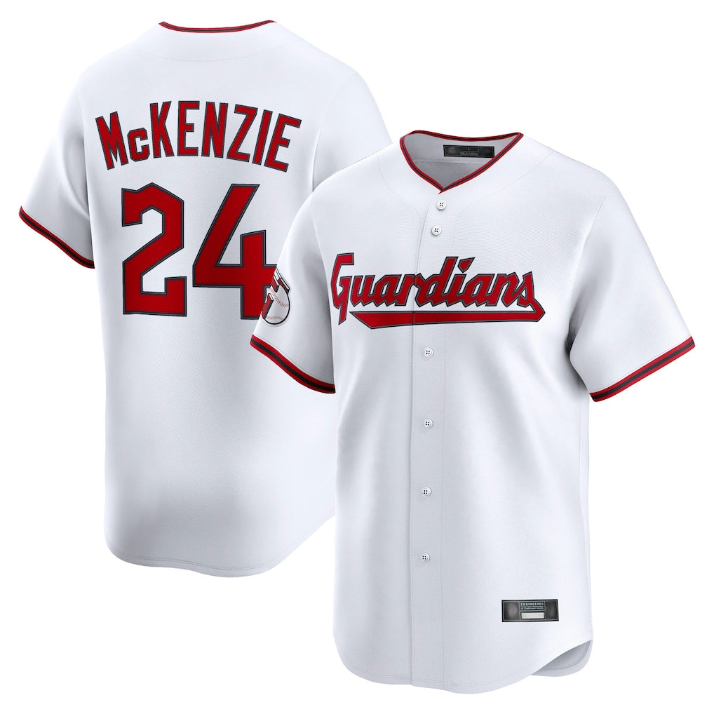 C.Guardians #24 Triston McKenzie Player White Limited Home Game Gdoa Stitched Jerseys