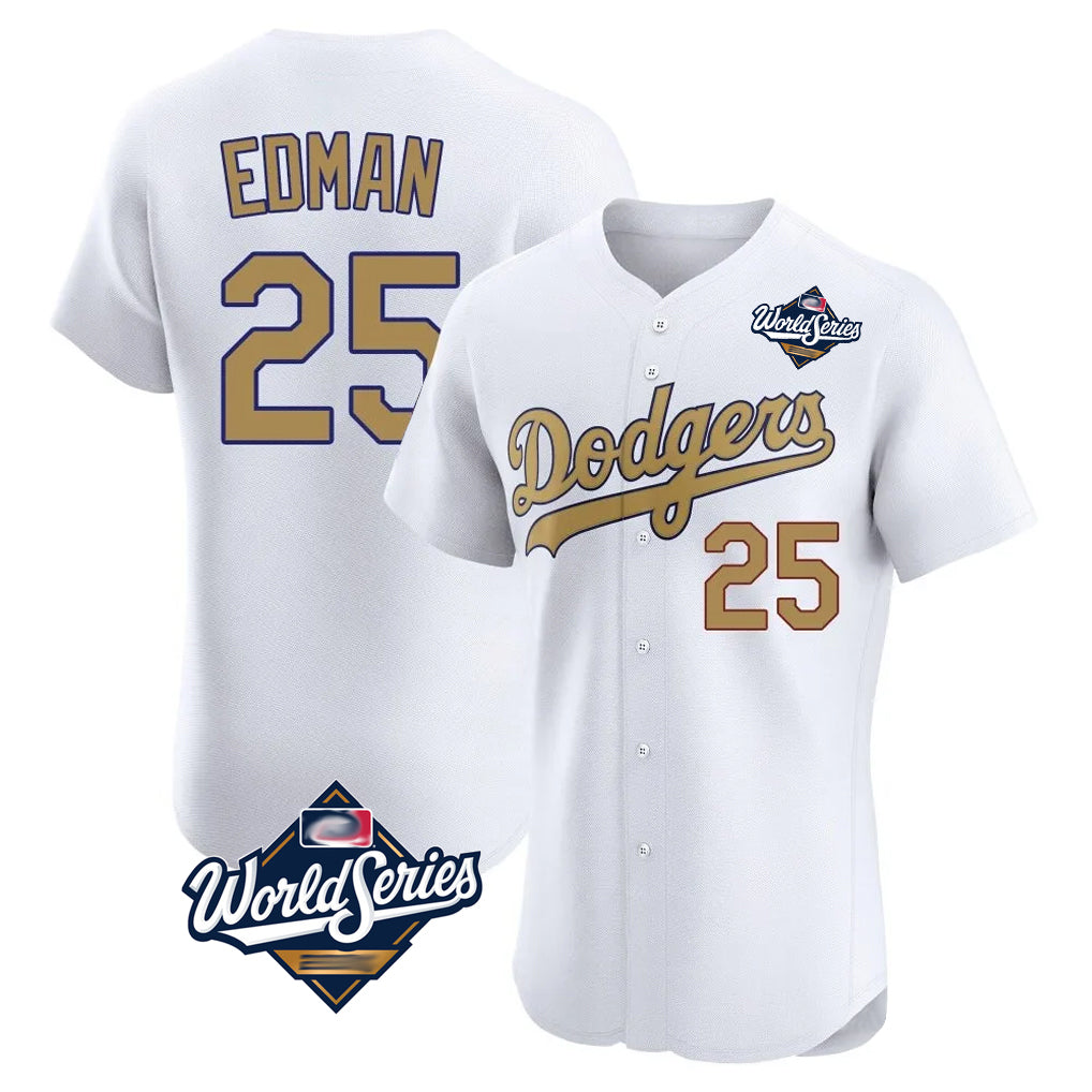 LA.Dodgers #25 Tommy Edman Player Gold World Series Limited Elite Home Gdoa Stitched Jerseys