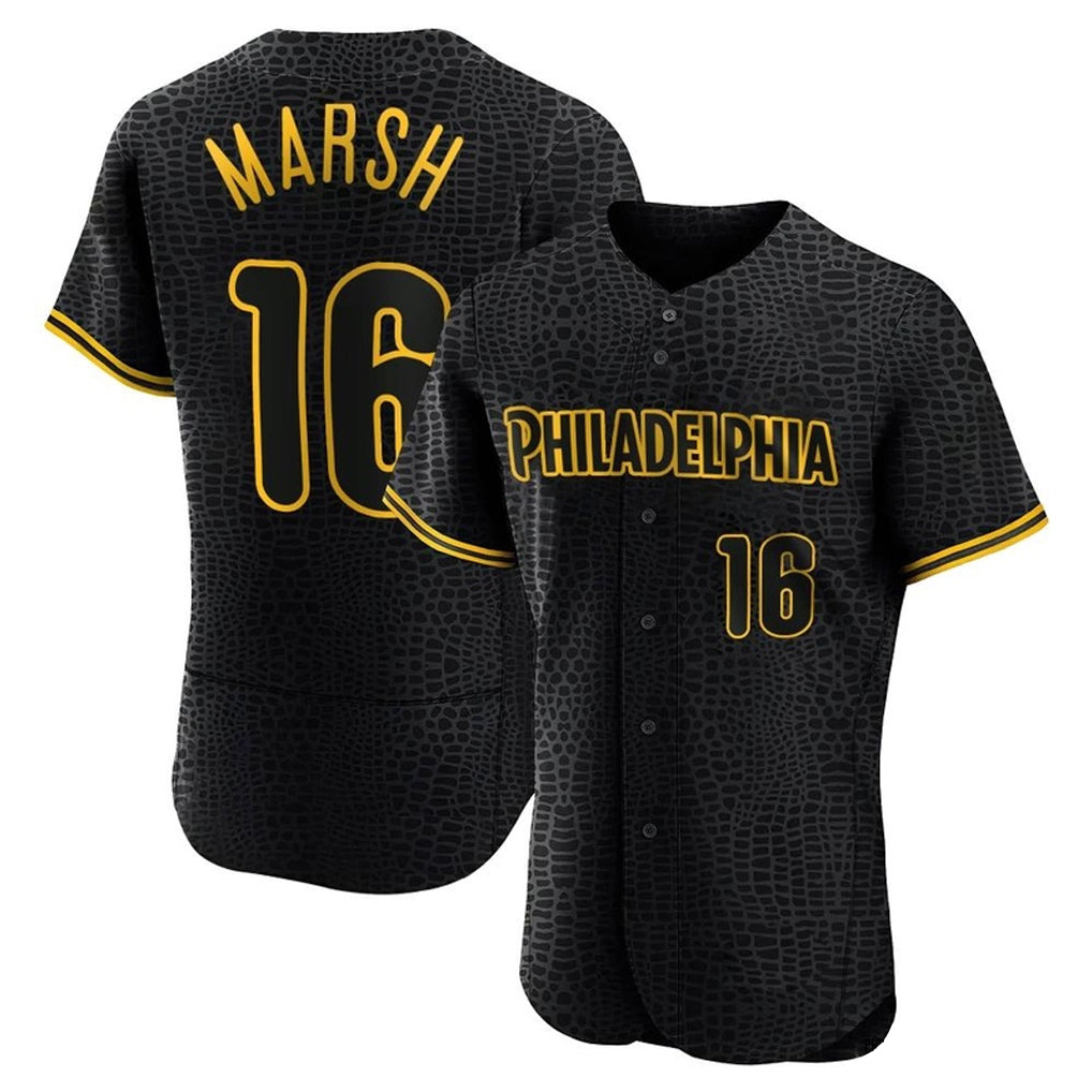 P.Phillies #16 Brandon Marsh Player Black Snake Skin City Home Limited Elite Stitched Jerseys