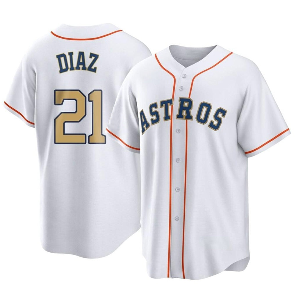 H.Astros #21 Yainer Diaz Player Gold Collection Game Home Gdoa Stitched Jerseys