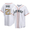 H.Astros #21 Yainer Diaz Player Gold Collection Game Home Gdoa Stitched Jerseys
