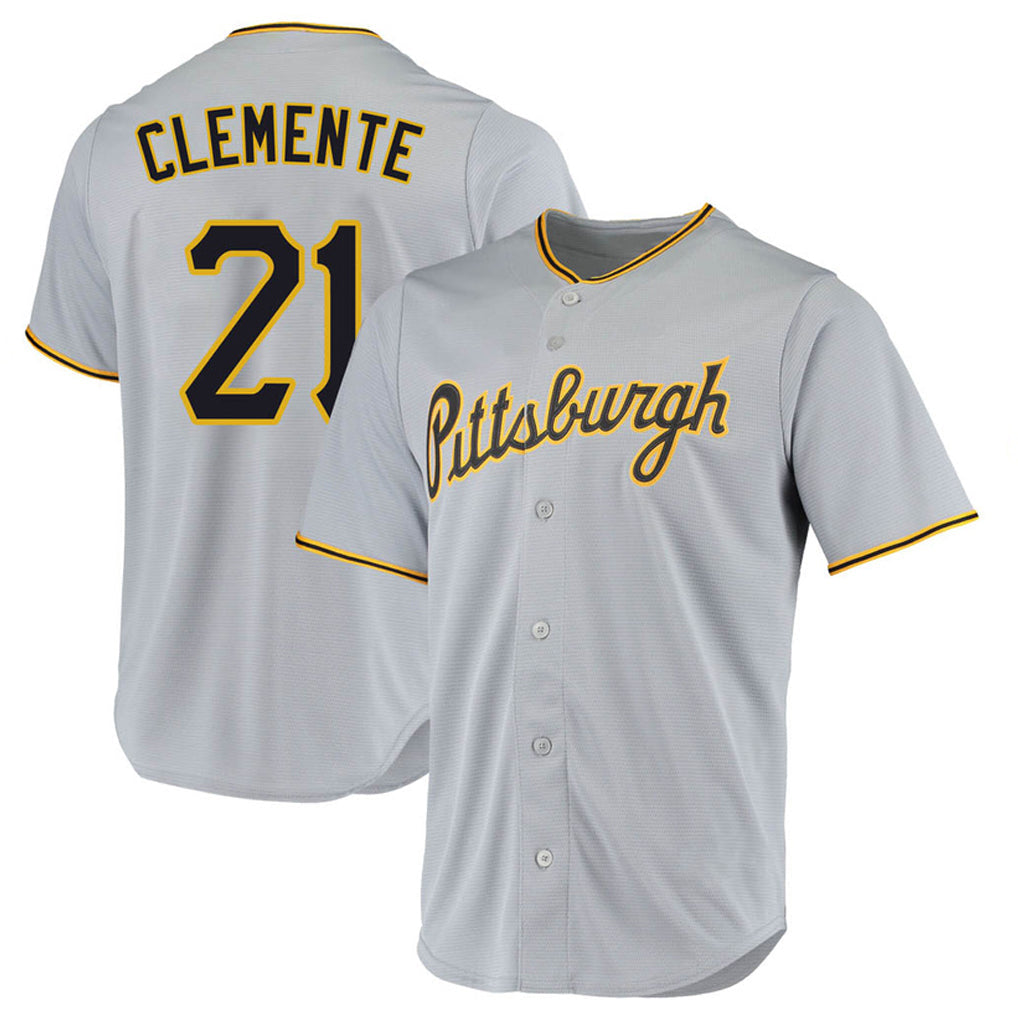 P.Pirates #21 Roberto Clemente Player Gray Road Home Game Stitched Jerseys