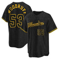 M.Brewers #53 Brandon Woodruff Player Black Snake Skin City Home Game Gdoa Stitched Jerseys