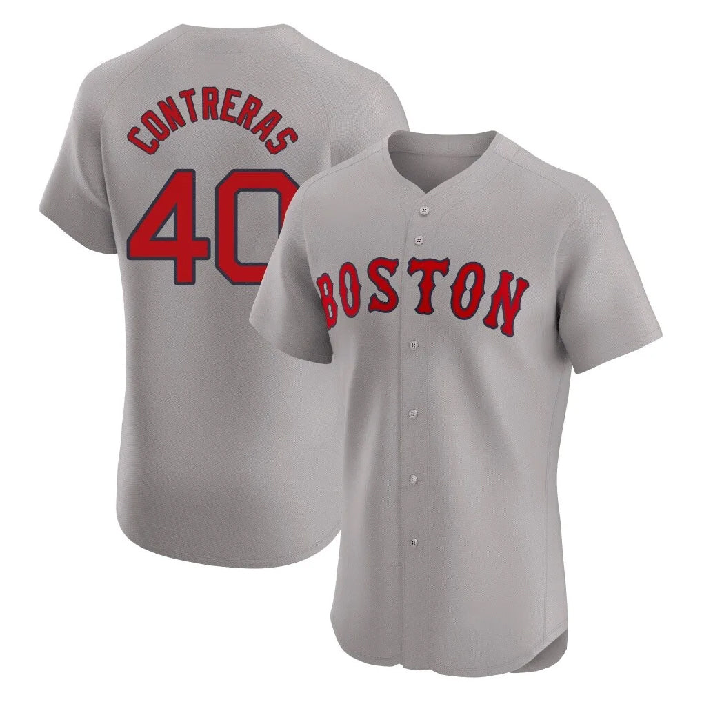 B.Red Sox #40 Willson Contreras Player Gray Road Limited Elite Home Game Gdoa Stitched Jerseys