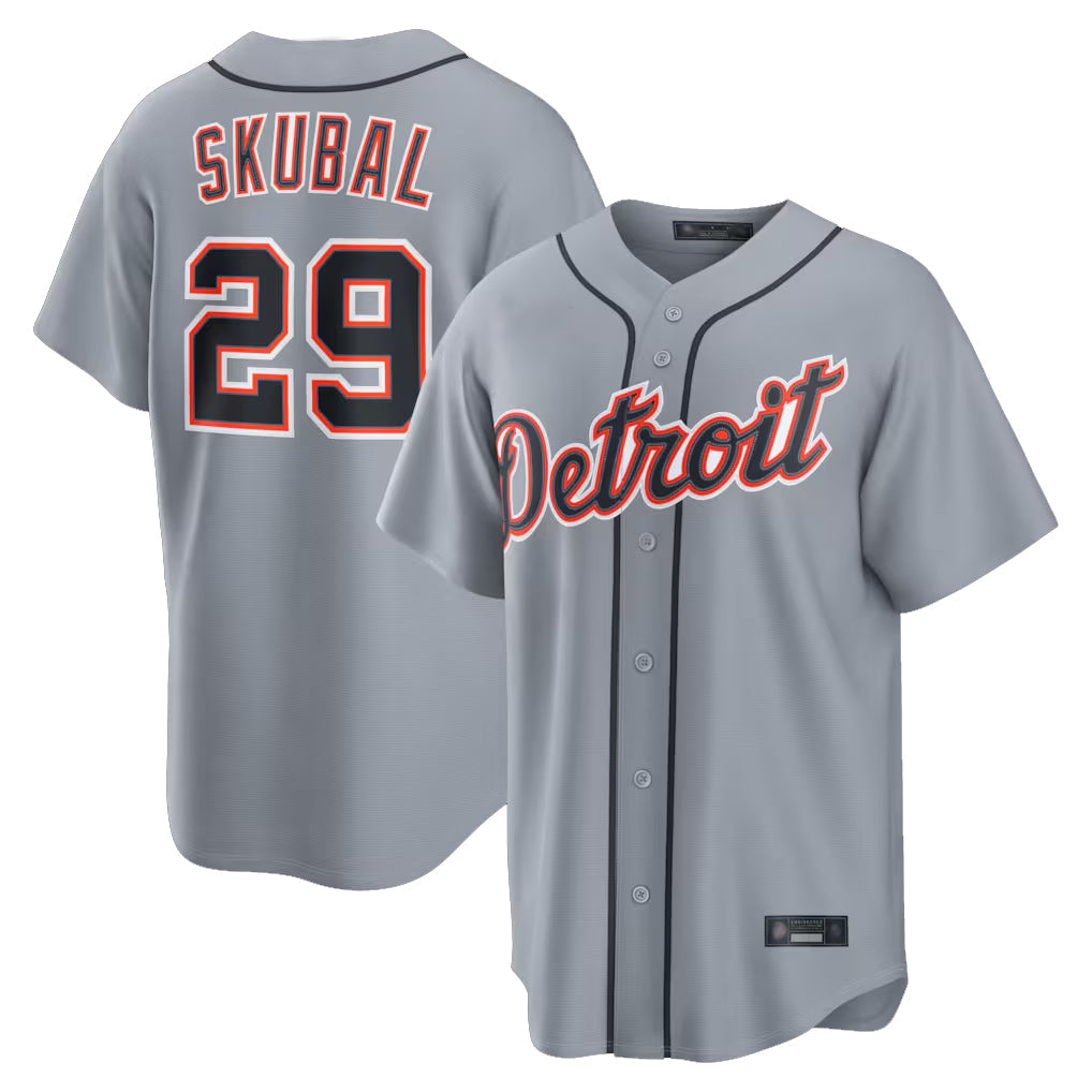 D.Tigers #29 Tarik Skubal Player Gray Home Game Gdoa Stitched Jerseys