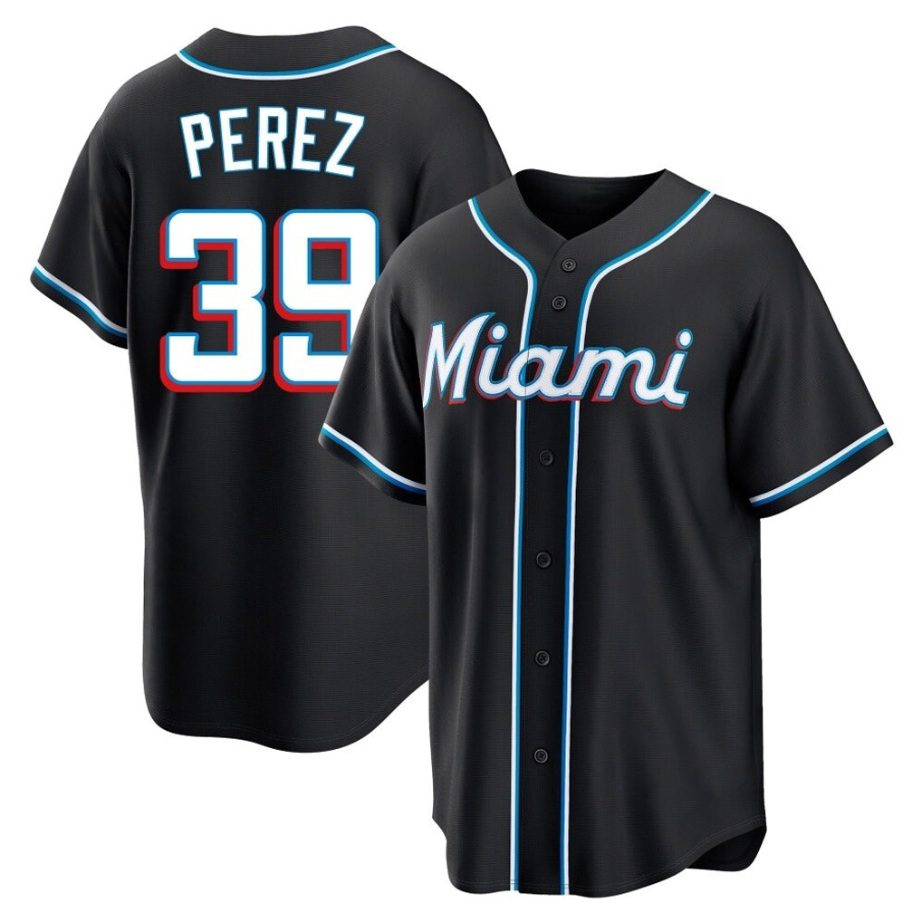 M.Marlins #39 Eury Perez Player Black Fashion Out Home Game Gdoa Stitched Jerseys