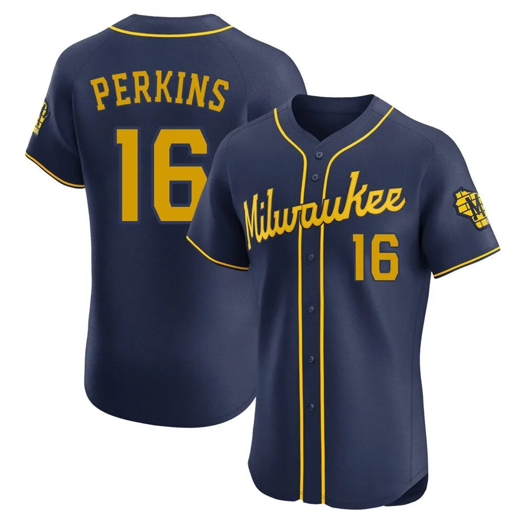 M.Brewers #16 Blake Perkins Player Navy Home Limited Elite Gdoa Stitched Jerseys
