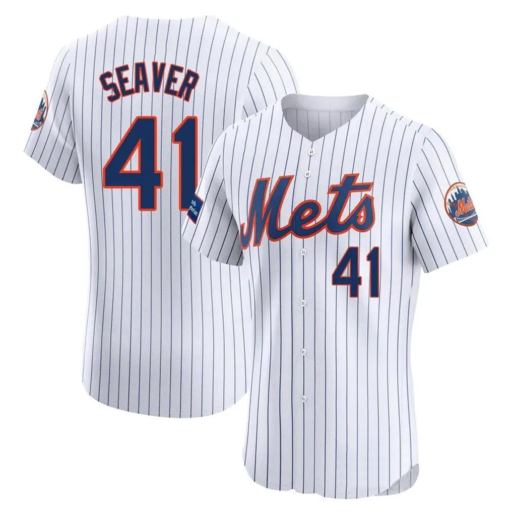 NY.Mets #41 Tom Seaver Player White Home Limited Elite Gdoa Stitched Jerseys