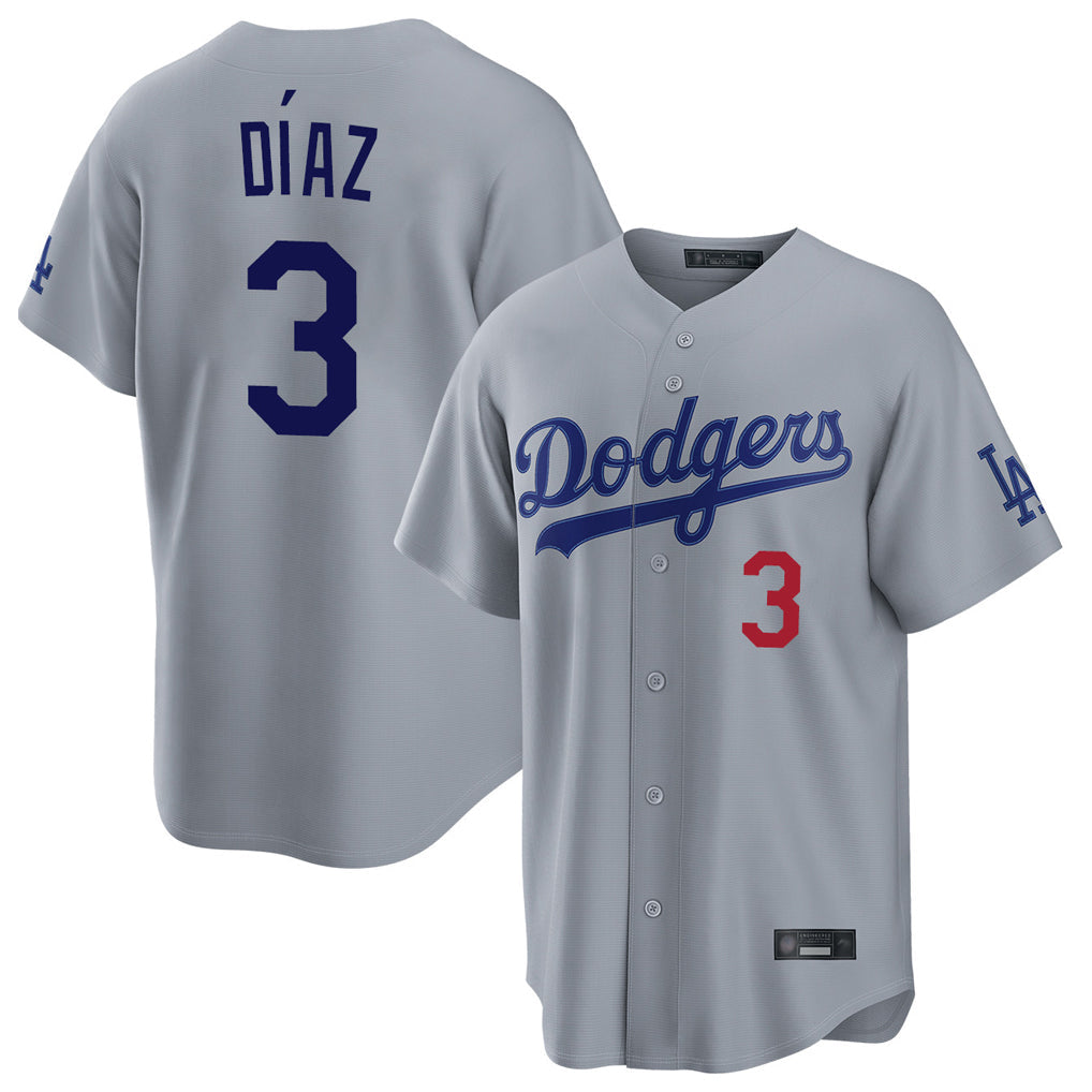 LA.Dodgers #3 Edwin D¨ªaz Player Gray Game Home Gdoa Stitched Jerseys