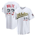 Athletics #33 Henry Bolte Player White USA 250 Fourth of July Home Game Gdoa250Ys Stitched Jerseys