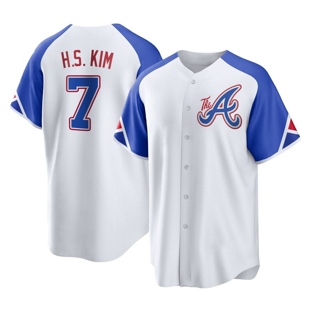 A.Braves #7 Ha-Seong Kim Player White City Connect Home Game Gdoa Stitched Jerseys