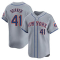 NY.Mets #41 Tom Seaver Player Gray Road Limited Home Stitched Jerseys