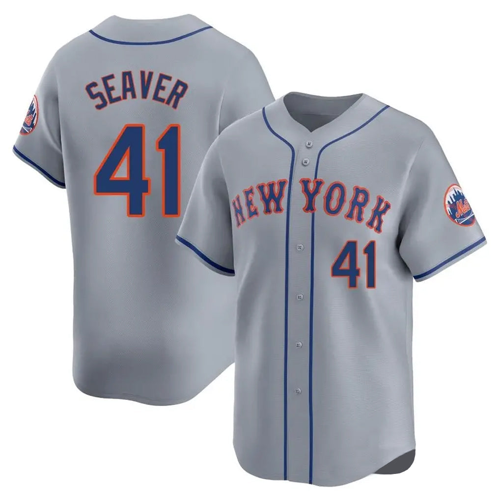 NY.Mets #41 Tom Seaver Player Gray Road Limited Home Stitched Jerseys