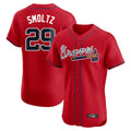 A.Braves #29 John Smoltz Player Red Limited Elite Home Game Gdoa Stitched Jerseys