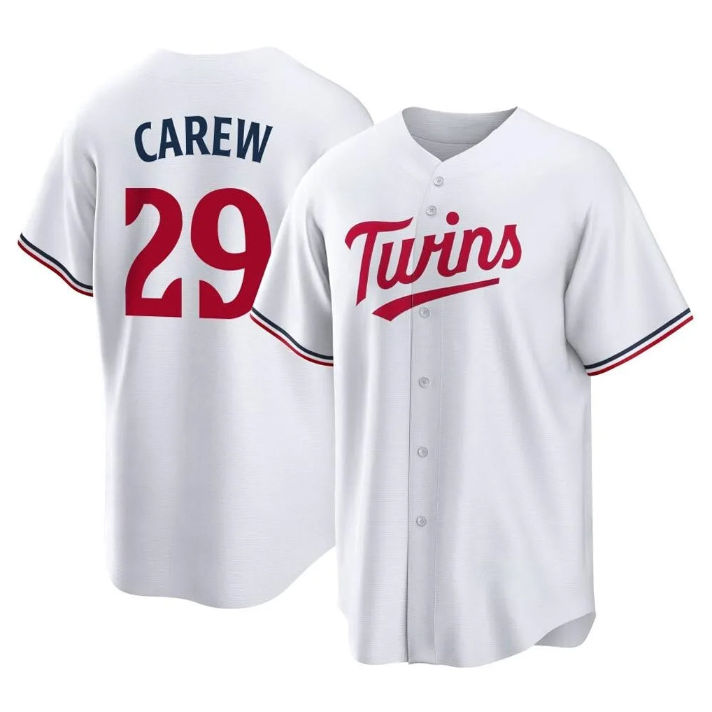 M.Twins #29 Rod Carew Player White Home Game Gdoa Stitched Jerseys