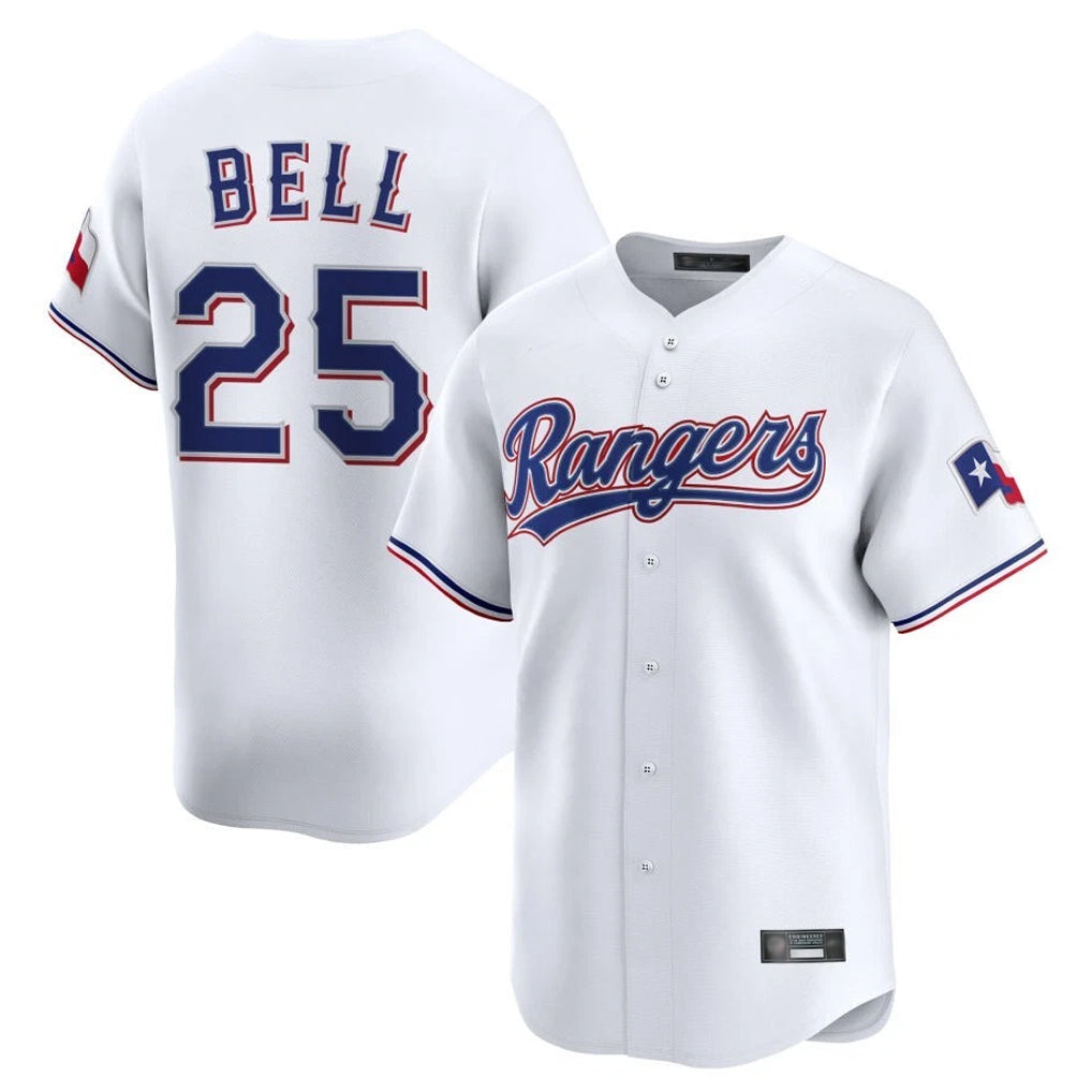 T.Rangers #25 Buddy Bell Player White Home Limited Stitched Jerseys