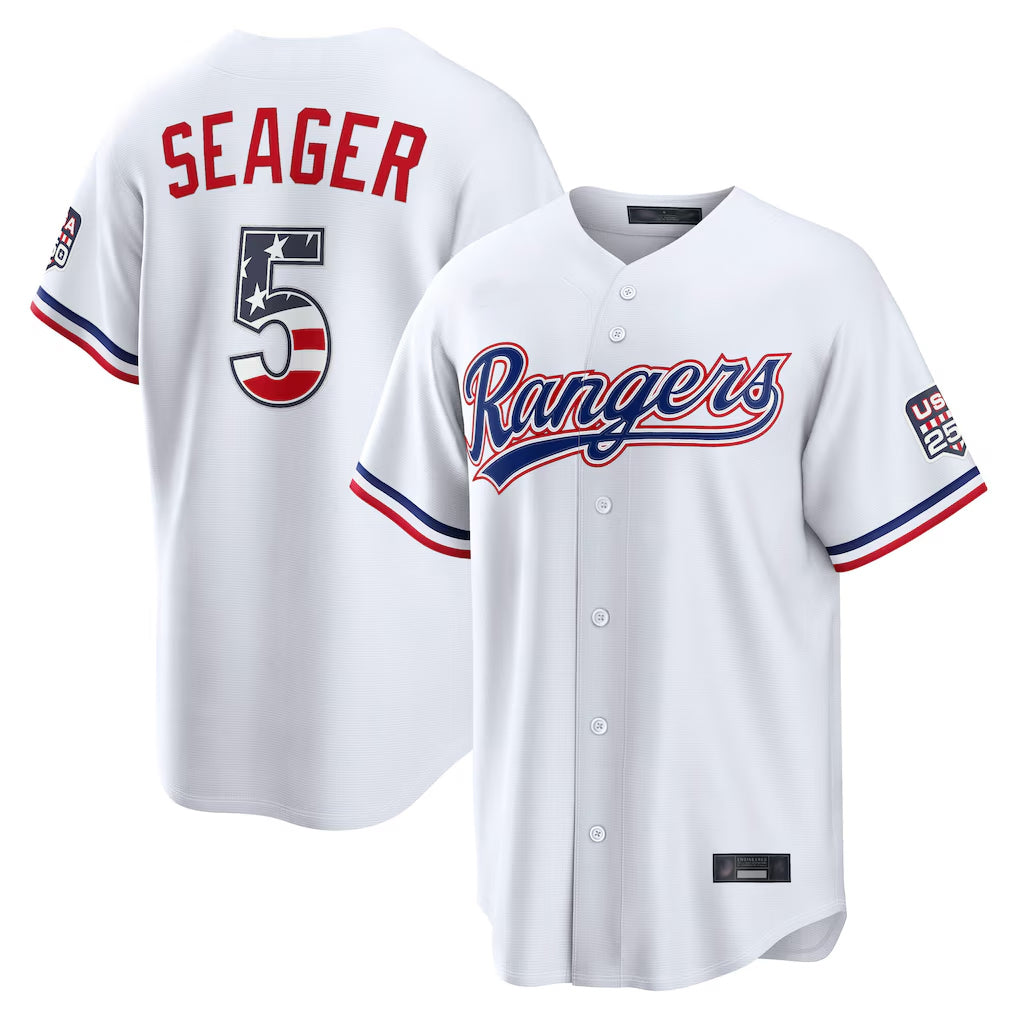 T.Rangers #5 Corey Seager Player White USA 250 Fourth of July Limited Home Game Gdoa250Ys Stitched Jerseys