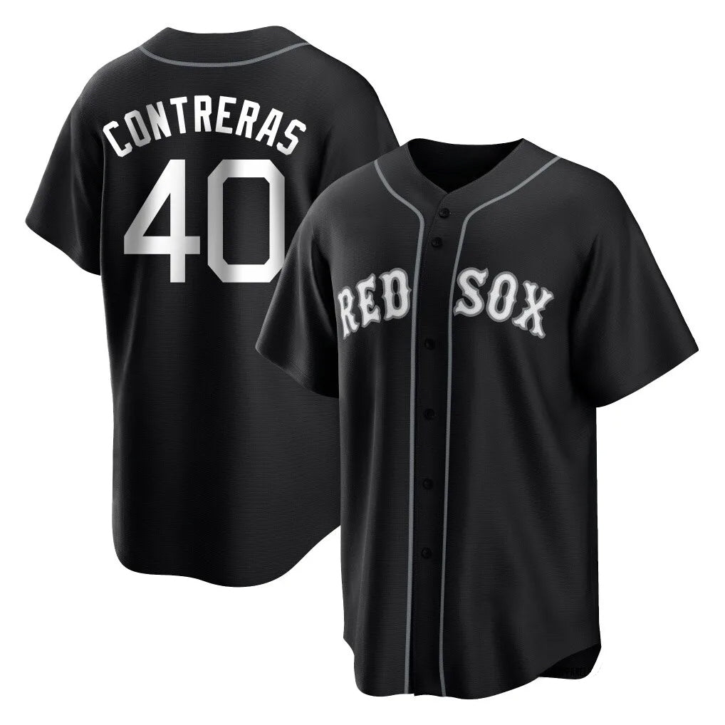 B.Red Sox #40 Willson Contreras Player Black Home Game Gdoa Stitched Jerseys