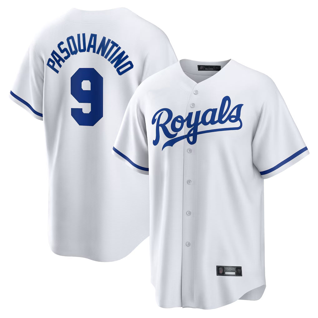 KC.Royals #9 Vinnie Pasquantino Player White Home Game Gdoa Stitched Jerseys