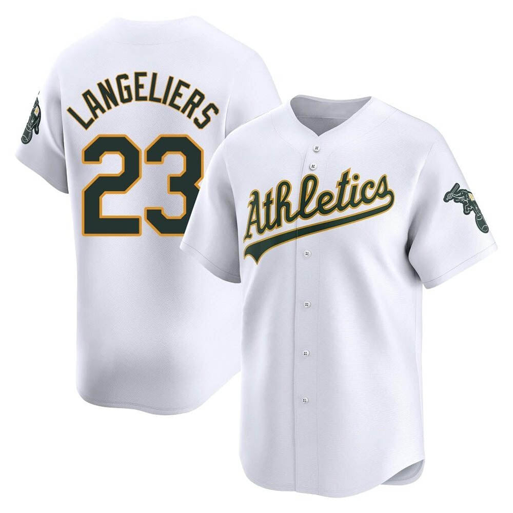 Athletics #23 Shea Langeliers Player White Limited Home Stitched Jersey