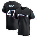 M.Marlins #47 John King Player Black Vapor Home Limited Elite Gdoa Stitched Jerseys