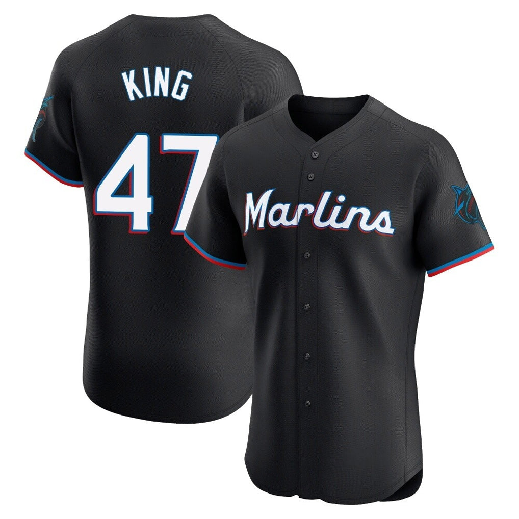 M.Marlins #47 John King Player Black Vapor Home Limited Elite Gdoa Stitched Jerseys