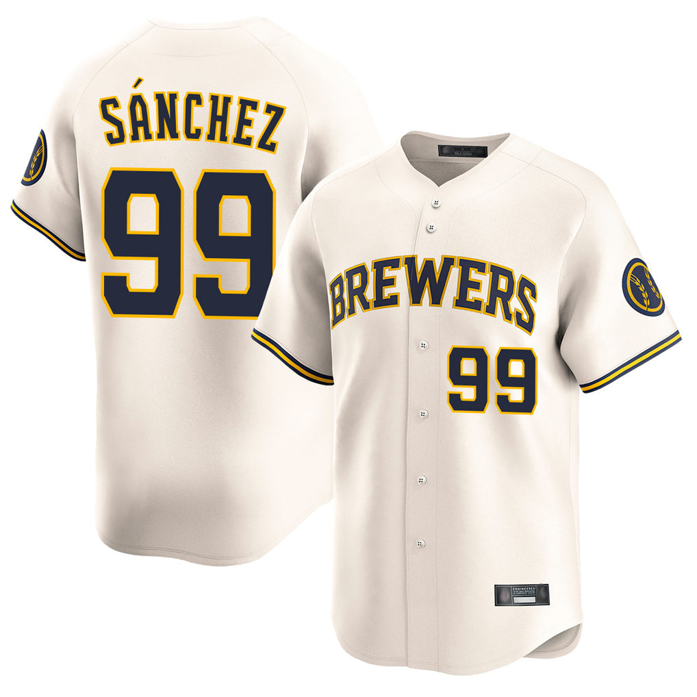 M.Brewers #99 Gary Sanchez Player Cream Home Limited Game Gdoa Stitched Jerseys