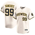 M.Brewers #99 Gary Sanchez Player Cream Home Limited Game Gdoa Stitched Jerseys