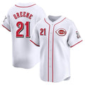 C.Reds #21 Hunter Greene Player White Home Limited Gdoa Stitched Jerseys