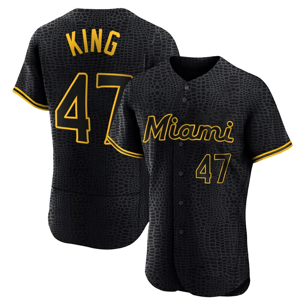 M.Marlins #47 John King Player Black Snake Skin City Home Limited Elite Gdoa Stitched Jerseys