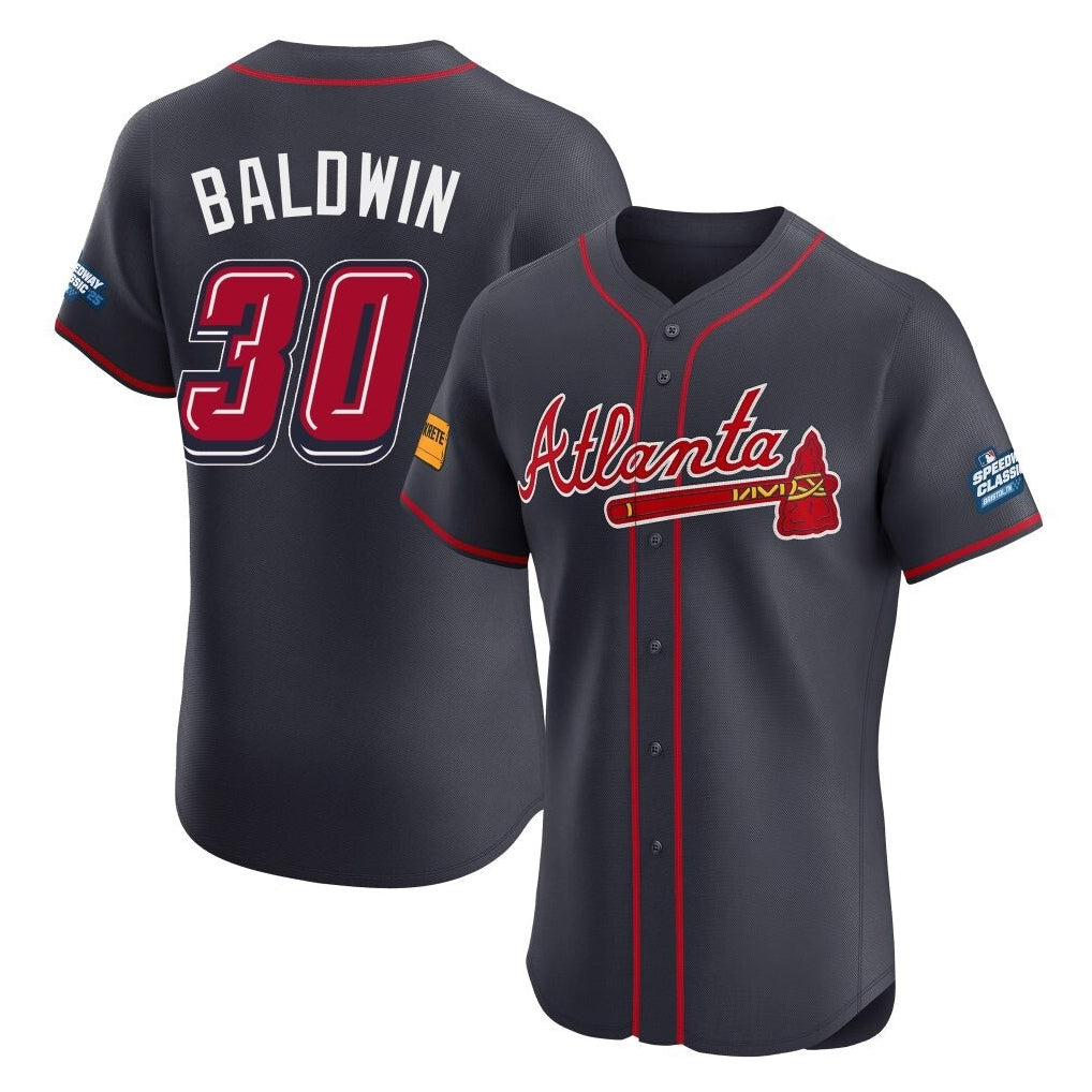 A.Braves #30 Drake Baldwin Player Navy 2025 Speedway Classic Limited Elite Home Game Gdoa Stitched Jerseys