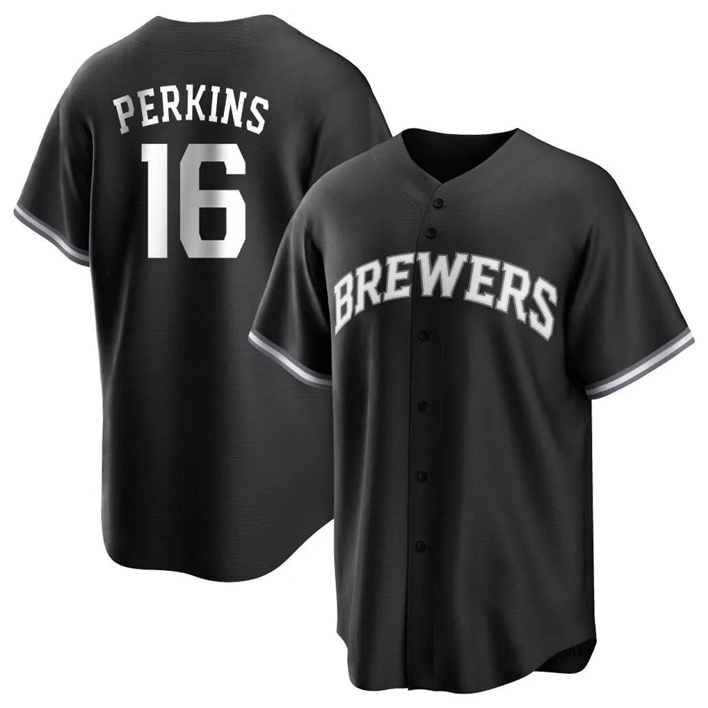 M.Brewers #16 Blake Perkins Player Black Game Home Gdoa Stitched Jerseys