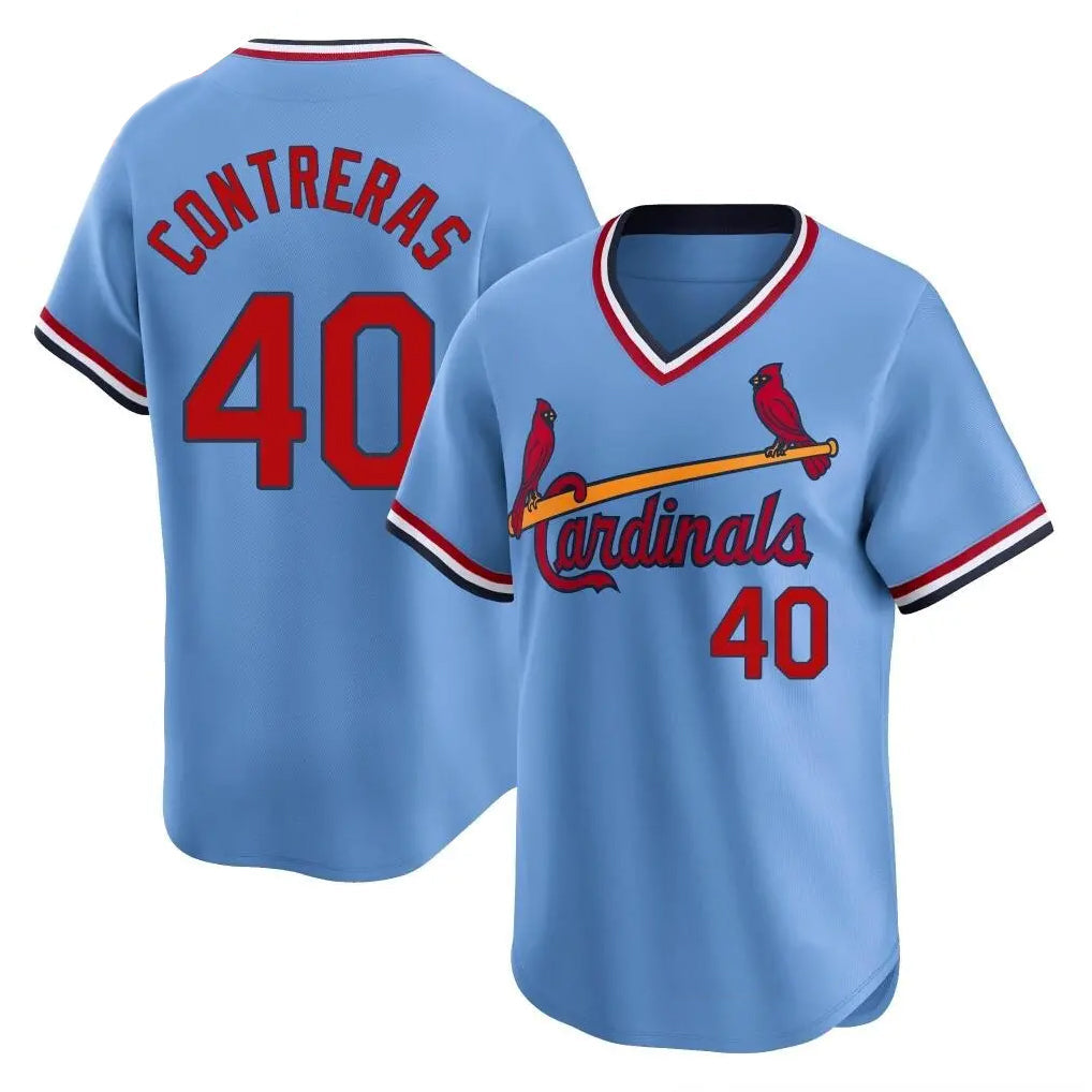 St. Louis Cardinals #40 Willson Contreras Player Light Blue Throwback Cooperstown Collection Limited Gdoa Stitched Jerseys