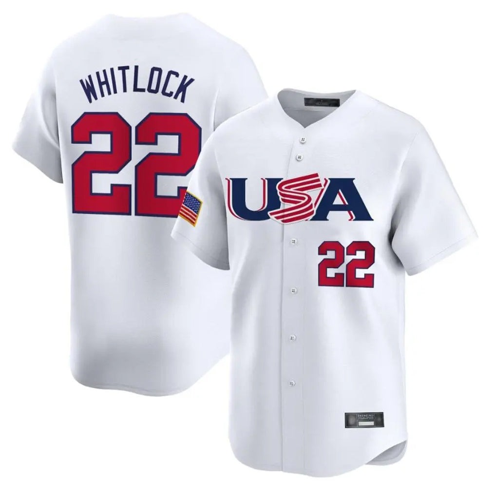 B.Red Sox #22 Garrett Whitlock Player White USA World Classic Home Game Gdoa Stitched Jerseys