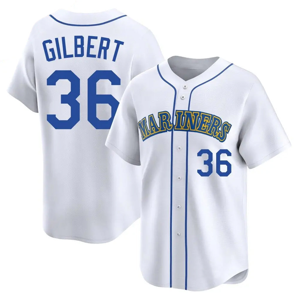 S.Mariners #36 Logan Gilbert Player White Throwback Cooperstown Collection Limited Game Stitched Jerseys
