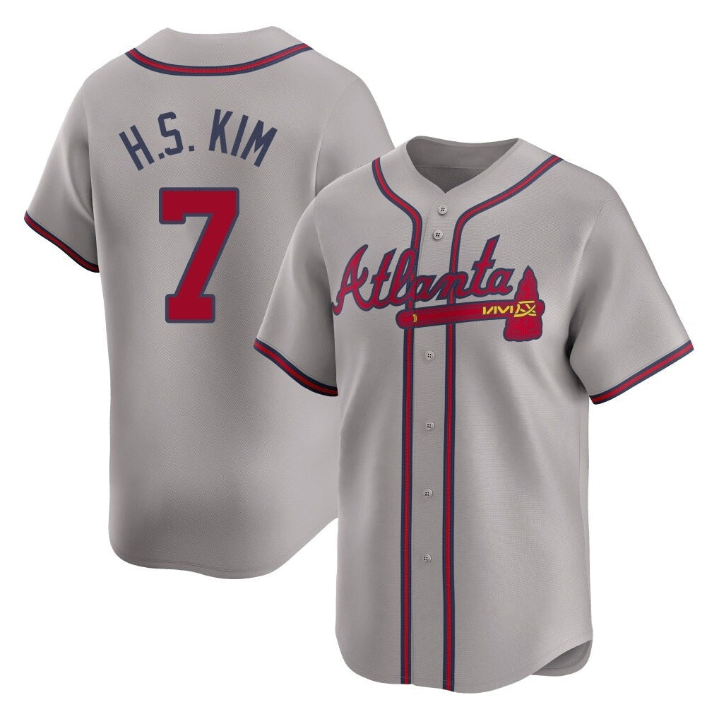 A.Braves #7 Ha-Seong Kim Player Gray Limited Home Game Gdoa Stitched Jerseys