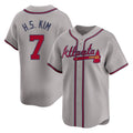 A.Braves #7 Ha-Seong Kim Player Gray Limited Home Game Gdoa Stitched Jerseys