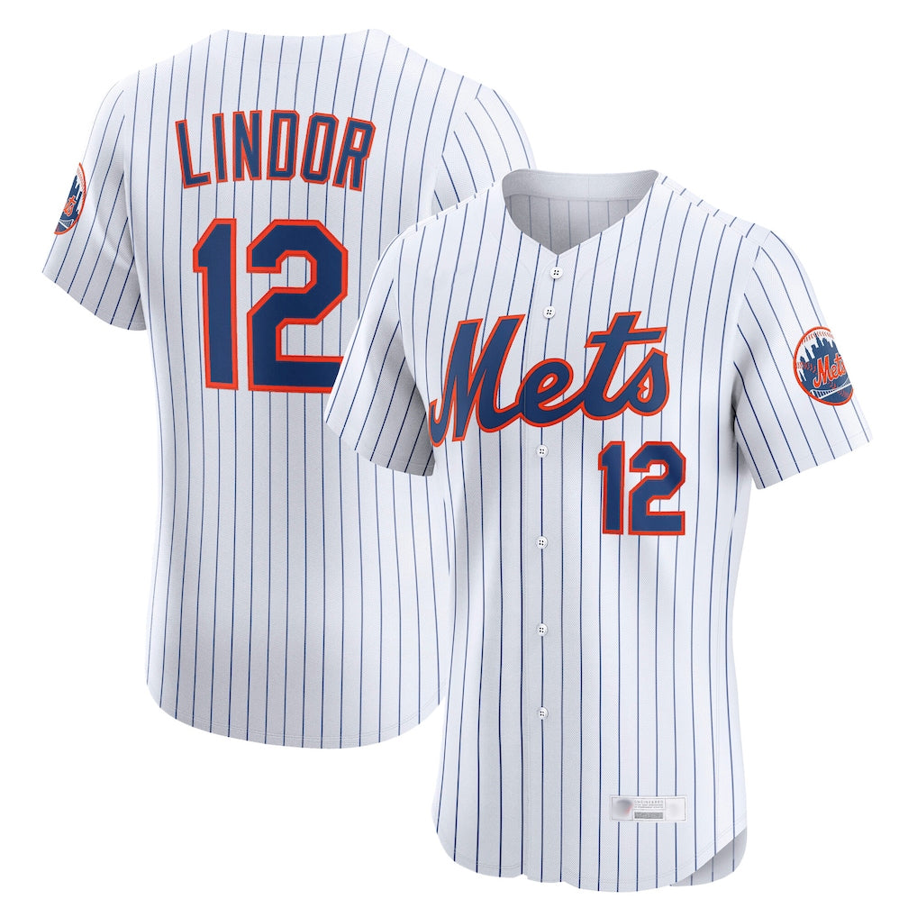 NY.Mets #12 Francisco Lindor Player White Home Limited Elite Gdoa Stitched Jerseys