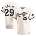 M.Twins #29 Rod Carew Player Cream Home Limited Gdoa Stitched Jerseys